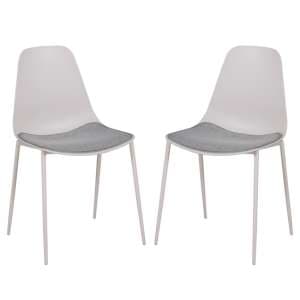 Naxos Stone Metal Dining Chairs With Fabric Seat In Pair - UK