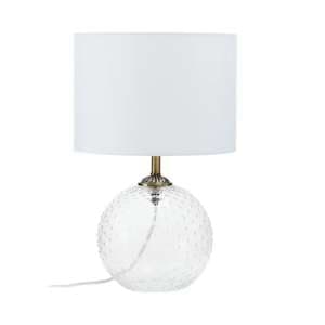 Naxos White Fabric Shade Table Lamp With Clear Glass Globe Base
