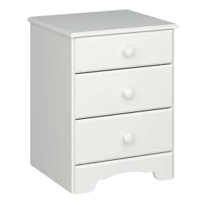 Naxos Wooden Bedside Cabinet 3 Drawers In White - UK