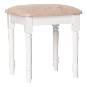 Naxos Wooden Stool In White With Fabric Seat
