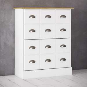 Nebula Wooden Shoe Storage Cabinet In White And Pine