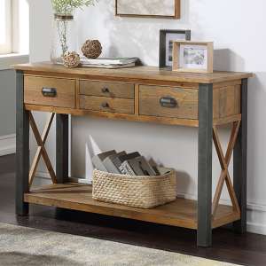 Nebura Wooden 4 Drawers Console Table In Reclaimed Wood - UK