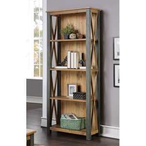 Nebura Tall Wooden 4 Shelves Bookcase In Reclaimed Wood - UK