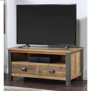 Nebura Wooden Widescreen 2 Drawers TV Stand In Reclaimed Wood - UK