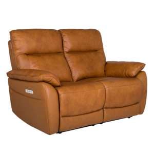 Neci Leather Electric Recliner 2 Seater Sofa In Tan - UK