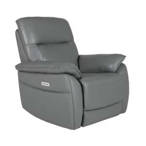 Neci Leather Electric Recliner Armchair In Steel