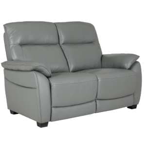 Neci Leather Fixed 2 Seater Sofa In Steel