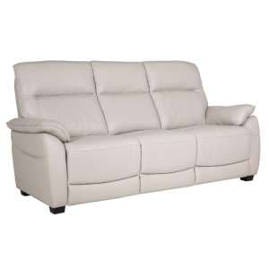 Neci Leather Fixed 3 Seater Sofa In Cashmere