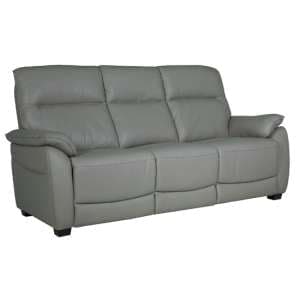 Neci Leather Fixed 3 Seater Sofa In Steel