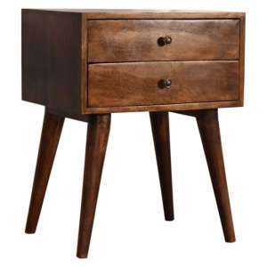 Neligh Wooden Bedside Cabinet In Chestnut With 2 Drawers - UK