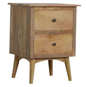 Neligh Wooden Bedside Cabinet In Natural Oak Ish With 2 Drawers - UK