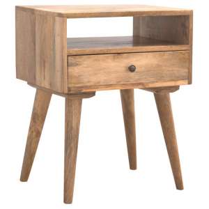 Neligh Wooden Bedside Cabinet In Natural Oak Ish With Open Slot - UK