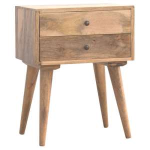 Neligh Wooden Bedside Cabinet In Oak Ish With 2 Drawers - UK