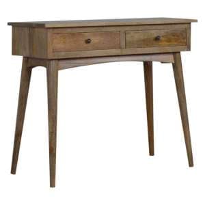 Neligh Wooden Console Table In Natural Oak Ish With 2 Drawers - UK