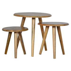 Neligh Wooden Set Of 3 Nesting Tables In Natural Oak Ish - UK