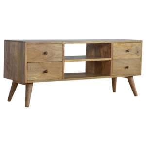 Neligh Wooden TV Stand In Natural Oak Ish With 4 Drawers - UK