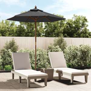 Nella Fabric Garden Parasol In Anthracite With Wooden Pole - UK