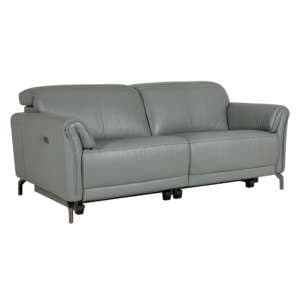 Nellie Leather Electric Recliner 3 Seater Sofa In Steel