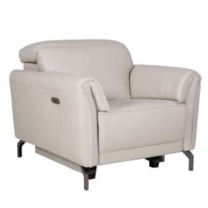 Nellie Leather Electric Recliner Armchair In Cashmere