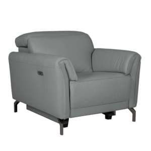 Nellie Leather Electric Recliner Armchair In Steel