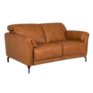 Nellie Leather Fixed 2 Seater Sofa In Tan