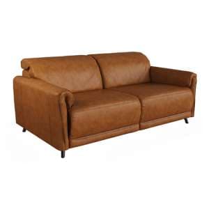 Nellie Leather Fixed 3 Seater Sofa In Tan