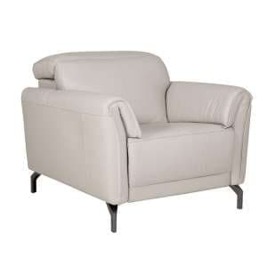 Nellie Leather Fixed Armchair In Cashmere