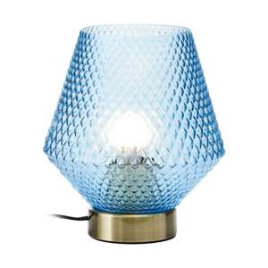 Nelson Blue Glass Shade Table Lamp With Gold Metal Base