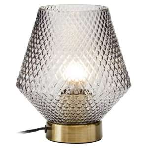 Nelson Grey Glass Shade Table Lamp With Gold Metal Base