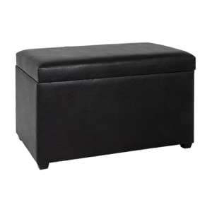 Nelsonville Synthetic Leather Storage Ottoman In Black