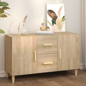 Neola Wooden Sideboard With 2 Doors 2 Drawers In Sonoma Oak - UK