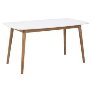 Nephi Wooden Dining Table Rectangular In White And Oak - UK