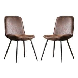 Netanya Brown Faux Leather Dining Chairs In A Pair