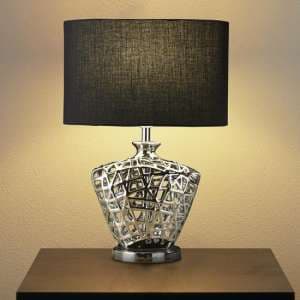 Network Black Fabric Drum Shade Table Lamp In Chrome