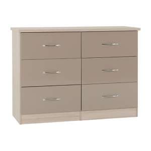 Noir Chest Of Drawers In Oyster High Gloss With 6 Drawers