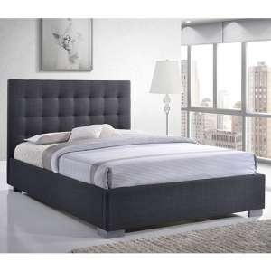 Nevada Fabric King Size Bed In Grey With Chrome Metal Legs - UK