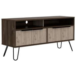 Newcastle Wooden TV Stand In Smoked Bleached Oak With 4 Doors - UK