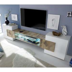 Nevaeh Wooden TV Stand In White High Gloss And Pero