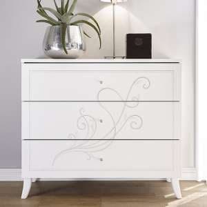 Nevea Wooden Chest Of Drawers In Serigraphed White - UK