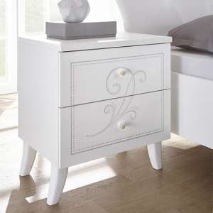 Nevea Wooden Nightstand In Serigraphed White - UK