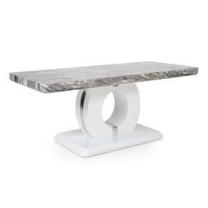 Naiva Marble Gloss Effect Coffee Table With White Base