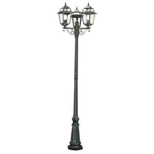 New Orleans Outdoor 3 Lights Glass Post With Black Gold Frame