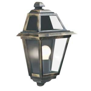 New Orleans Outdoor Glass Wall Light With Black Gold Frame - UK