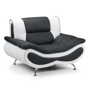 Newark Faux Leather Armchair In Black And White