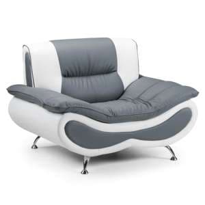 Newark Faux Leather Armchair In White And Grey