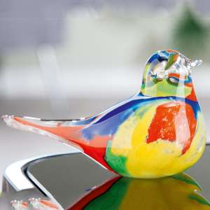 Newark Glass Bird Colore Sculpture In Multicolour - UK