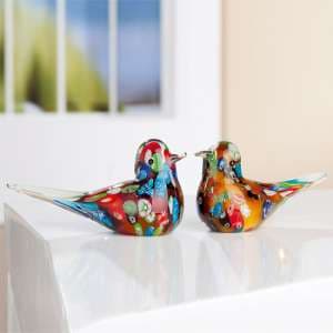 Newark Glass Bird Florale Sculpture In Multicolour - UK