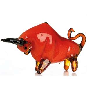 Newark Glass Bull Sculpture In Orange - UK