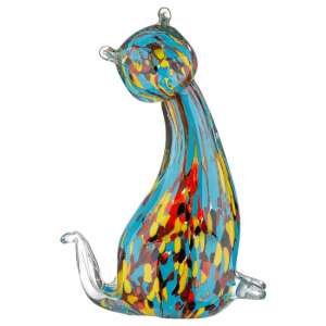 Newark Glass Cat Somia Sculpture In Multicolour - UK