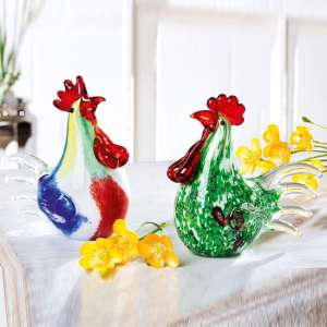 Newark Glass Chicken Carlo Sculpture In Multicolour - UK
